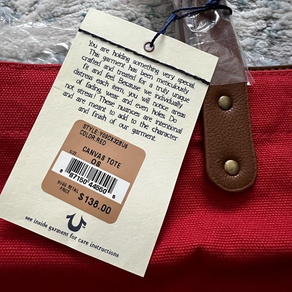 NWT True Religion Canvas Tote/Duffel Bag – Brick Red - Picture 8 of 10
